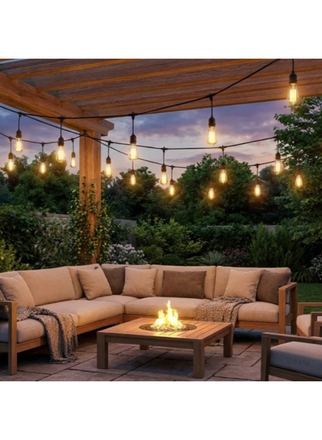 عقود لمبات انارة بلمسة فنية وفاخرة للمناسبات طول 25 متر اسود 1 لمبة لكل متر 25 لمبة قاعدة E27 المطور (إمكانية توصيل عدة عقود ببعضها) - Image 5